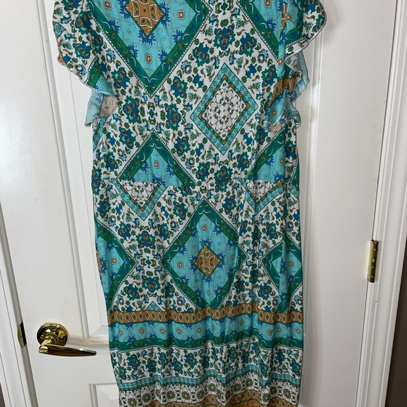 Sbetro Ruffle Sleeve Bohemian Print Dress. Size XL. - Picture 4 of 5